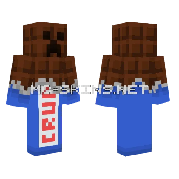 Chocolate Creeper Minecraft skin, front and back