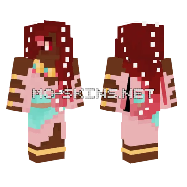 Chocolate Strawberry Cake Minecraft skin, front and back