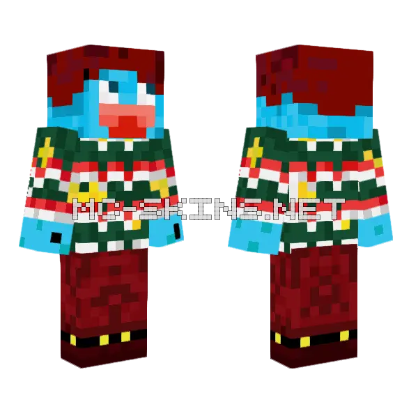 Christmas Blue Boy Minecraft skin, front and back