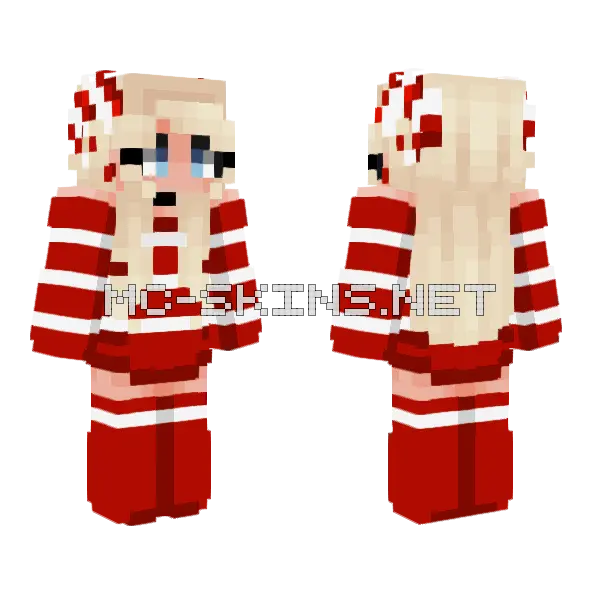 Christmas Cleora Candy Cane Horns Minecraft skin, front and back