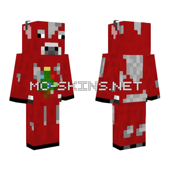 Christmas Cow Minecraft skin, front and back