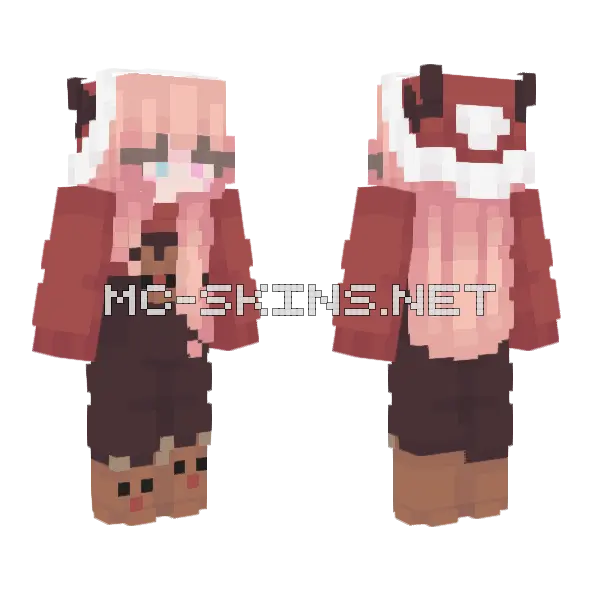 Christmas Deer Girl Minecraft skin, front and back