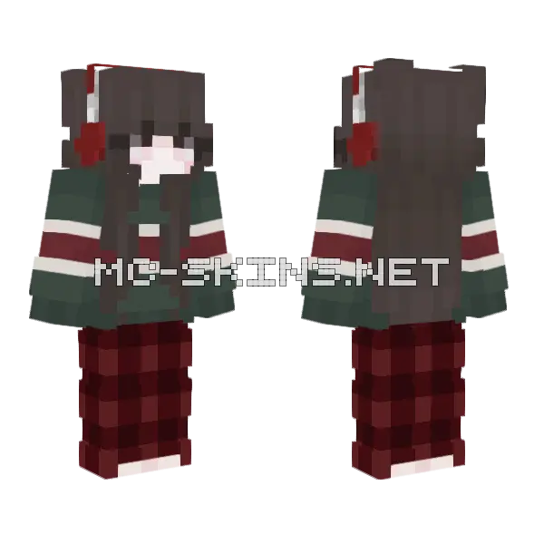 Christmas Egirl Minecraft skin, front and back