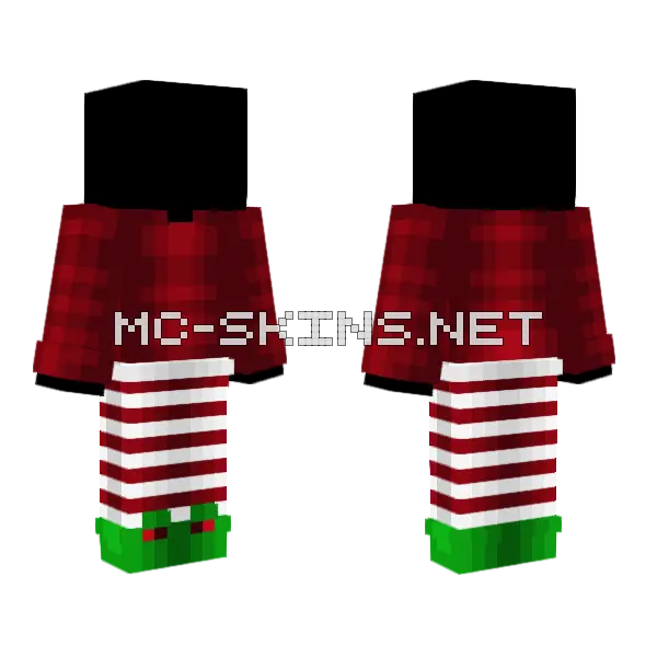 Christmas Elf Outfit Minecraft skin, front and back