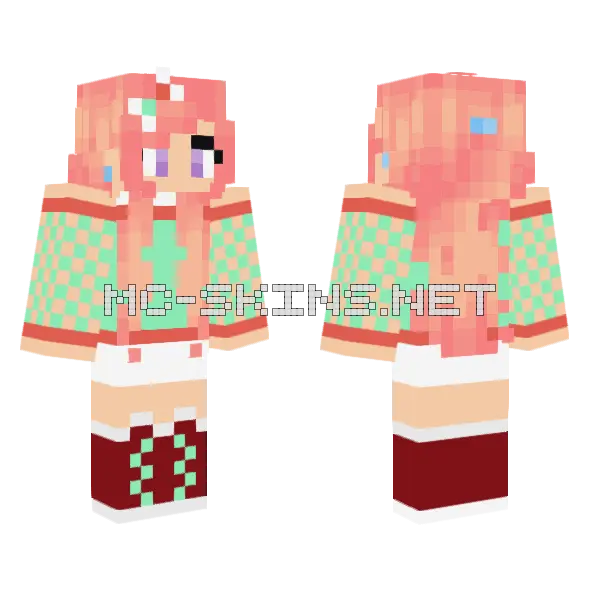 Christmas Girl Minecraft skin, front and back