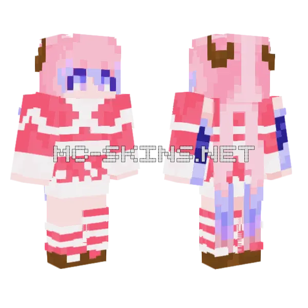 Christmas Kokomi Minecraft skin, front and back