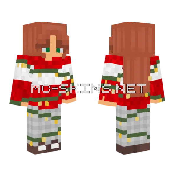 Christmas Lights Sweater Minecraft skin, front and back