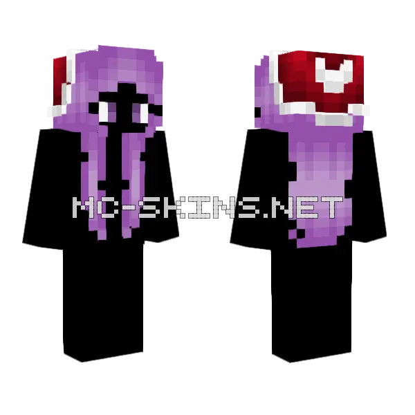 Christmas Lilac Purple Hair Minecraft skin, front and back