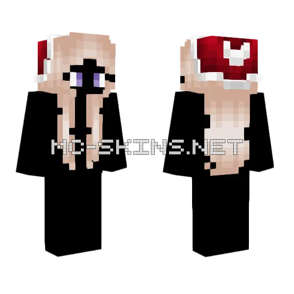 Christmas Peachy Hair Santa Hat Minecraft skin, front and back