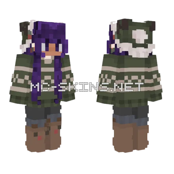 Christmas Pelle Slim Minecraft skin, front and back