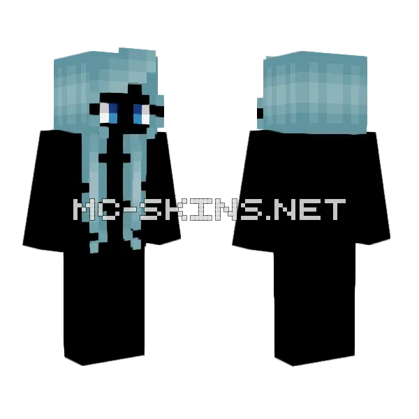 Christmas Permafrost Blue Hair Minecraft skin, front and back