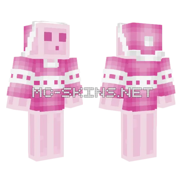 Christmas Pink Slime Minecraft skin, front and back