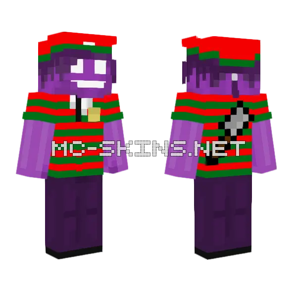 Christmas Purple Guy Minecraft skin, front and back