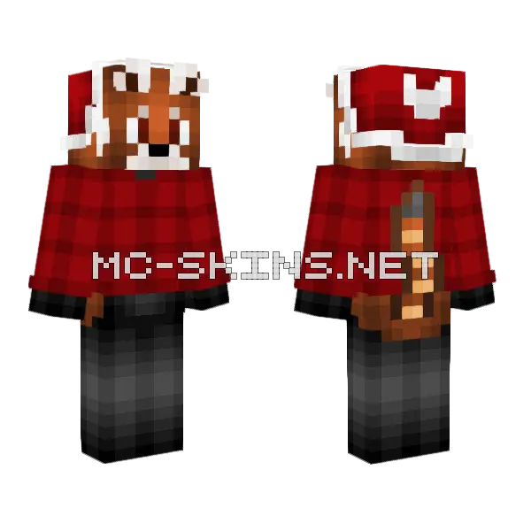 Christmas Red Panda Minecraft skin, front and back