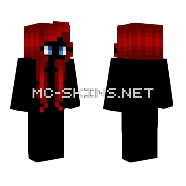 Christmas Ruby Red Hair Minecraft skin, front and back