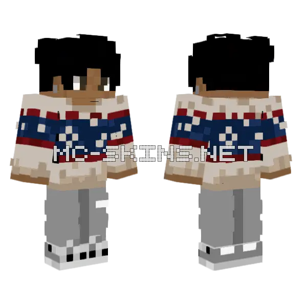 Christmas Sweater Boy Minecraft skin, front and back