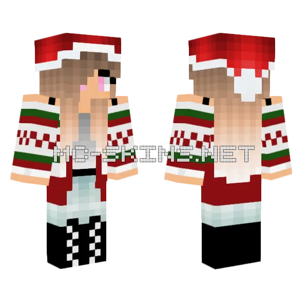 Christmas Sweater Girl Minecraft skin, front and back