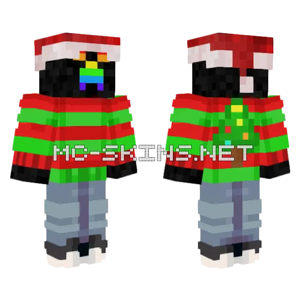 Christmas Tree Sweater Minecraft skin, front and back