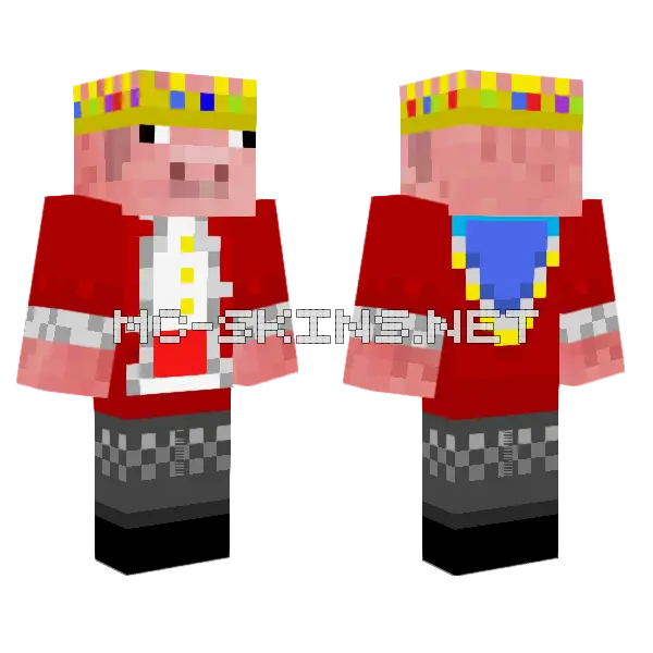 Chubby Technoblade Minecraft skin, front and back