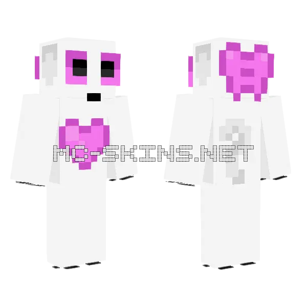 Cinnamajiga Pink Heart Minecraft skin, front and back