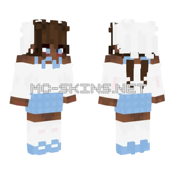 Cinnamoroll Black Girl Minecraft skin, front and back