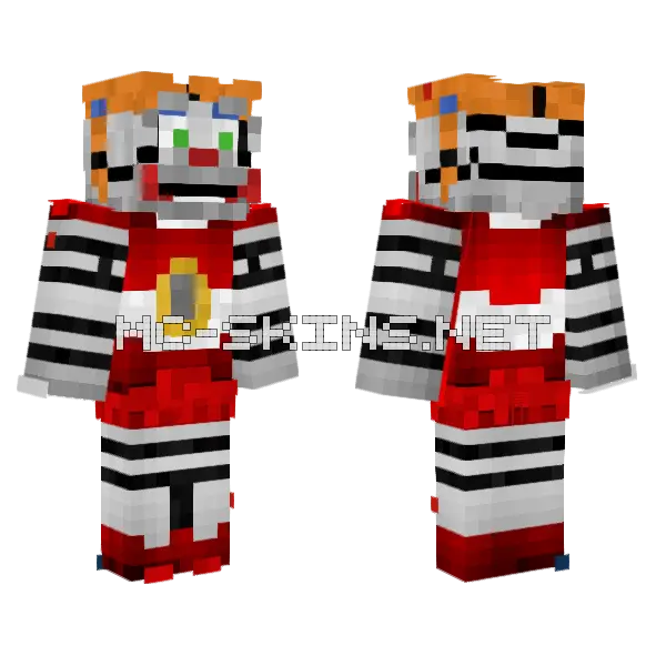 Circus Baby Minecraft skin, front and back