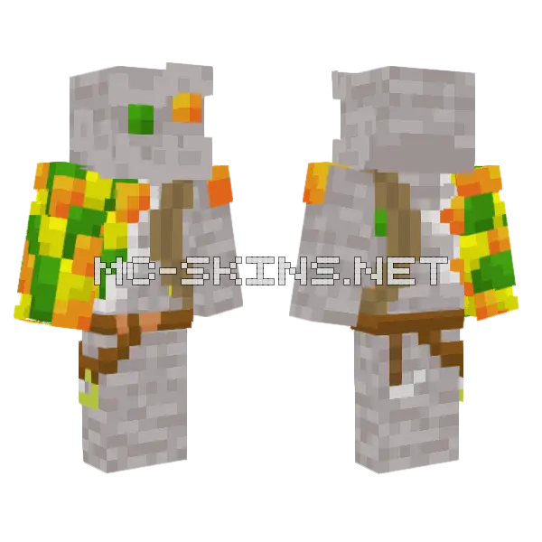 Citrine Golem Minecraft skin, front and back
