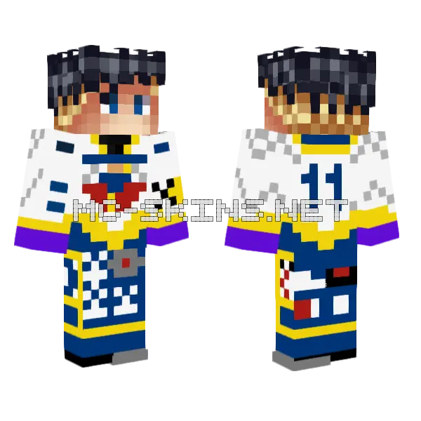 CJ 11 Blue Outfit Minecraft skin, front and back