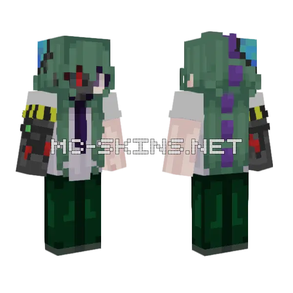 Clanker Stego Minecraft skin, front and back