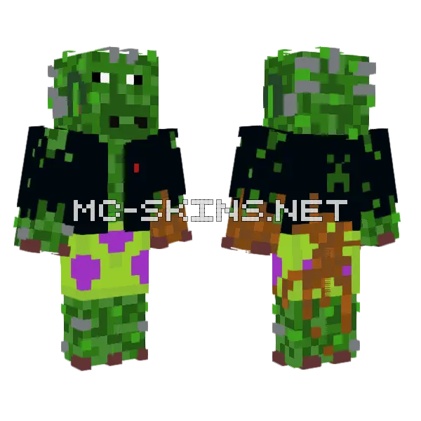 Clappinstein Green Creeper Minecraft skin, front and back