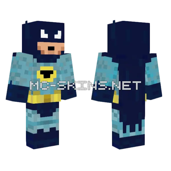 Classic Batman White Eyes Minecraft skin, front and back