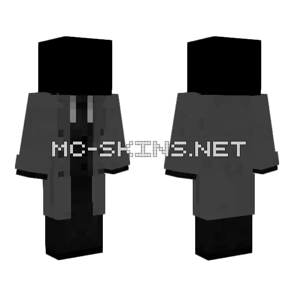 Classic Gray Trenchcoat Suit Minecraft skin, front and back