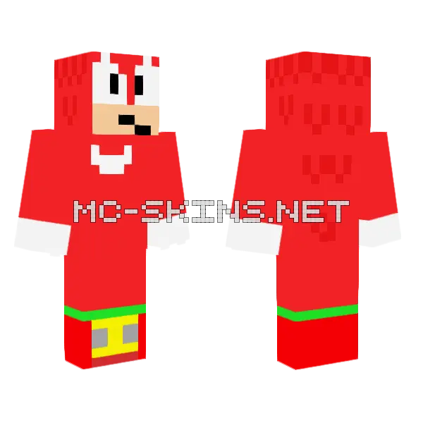 Classic Knuckles V2 Minecraft skin, front and back