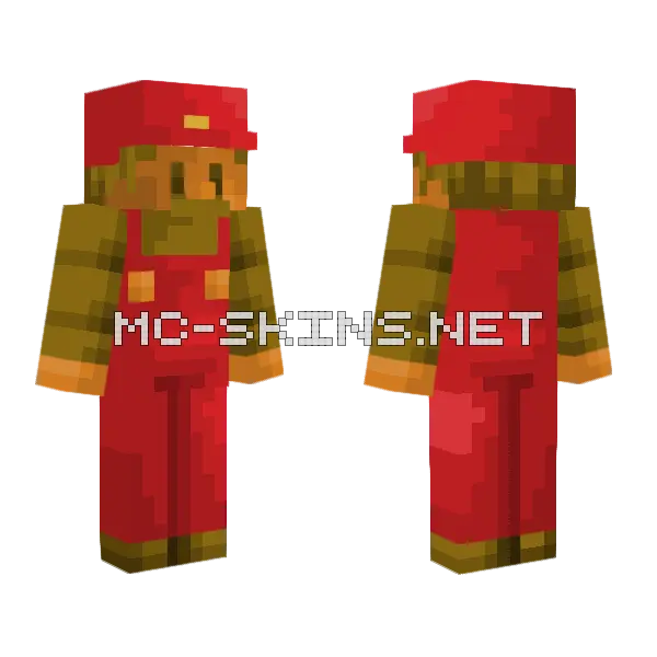 Classic Mario Minecraft skin, front and back