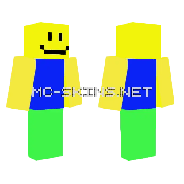Classic Roblox Noob Minecraft skin, front and back