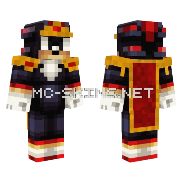 Classic Shadow The Hedgehog Minecraft skin, front and back