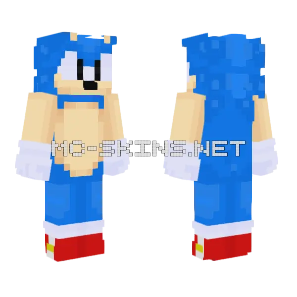 Classic Sonic Minecraft skin, front and back