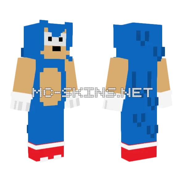 Classic Sonic Minecraft skin, front and back