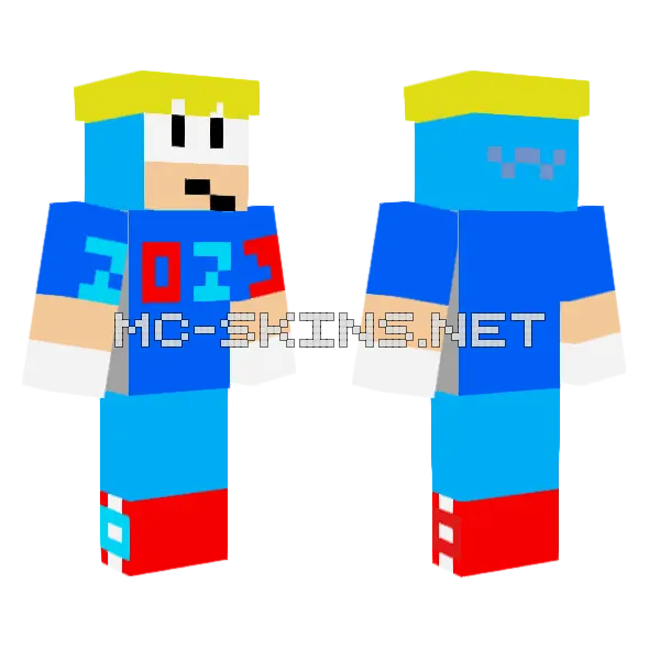 Classic Sonic New Year Minecraft skin, front and back