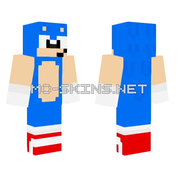Classic Sonic V4 Minecraft skin, front and back