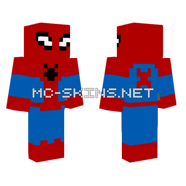 Classic Spiderman Minecraft skin, front and back