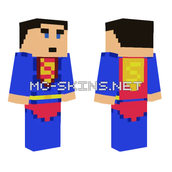 Classic Superman Minecraft skin, front and back