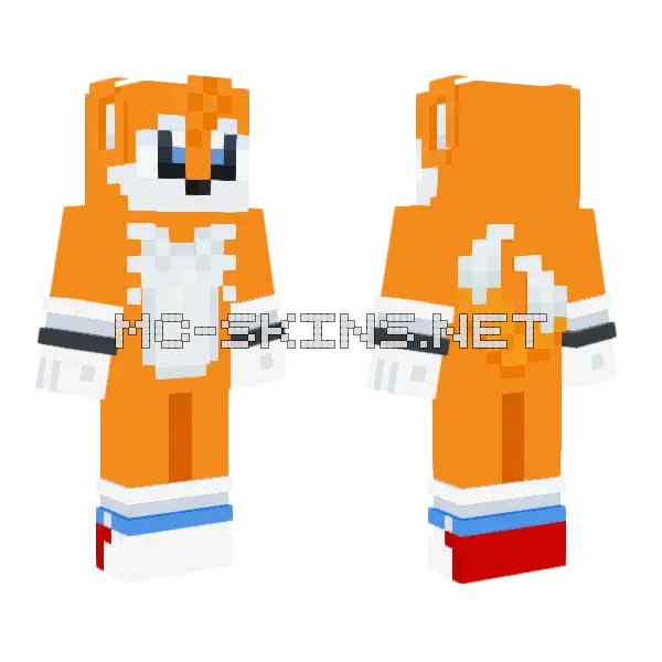 Classic Tails Minecraft skin, front and back