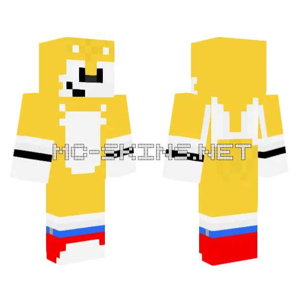 Classic Tails V3 Minecraft skin, front and back