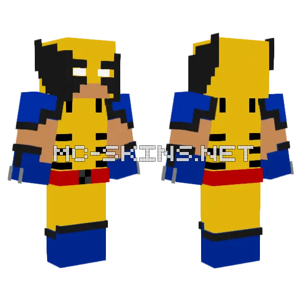 Classic Wolverine Minecraft skin, front and back