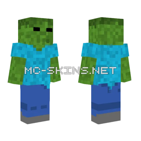 Classic Zombie 2.0 Minecraft skin, front and back