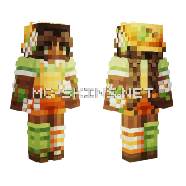Clementine Summer Outfit Minecraft skin, front and back