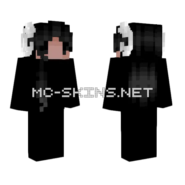 Cleora S Chibi Skin Black Hair Minecraft skin, front and back