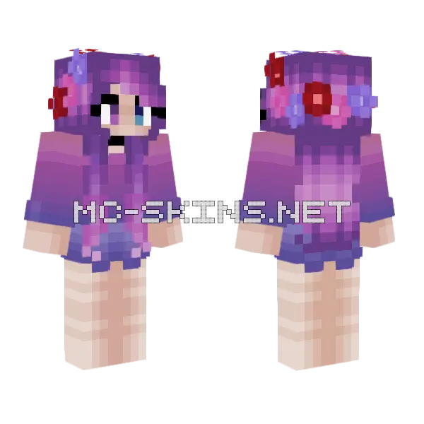 Cleora Spring Flower Crown Minecraft skin, front and back
