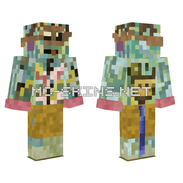 Clickety Ocean Dweller Minecraft skin, front and back